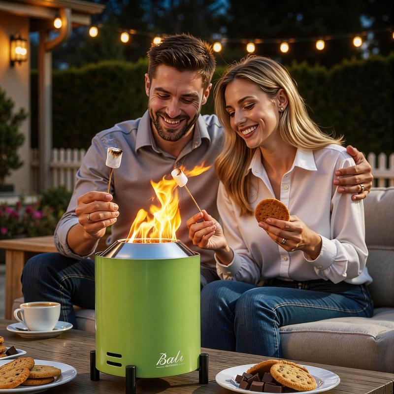 BALI OUTDOORS Smokeless Fire Pit, 6.5-Inch Turbo Flame Tabletop Fire Pit, Stainless Steel, Adjustable Flame,  with Stand and Stove Rack, Carry Bag TikTokShopBlackFriday