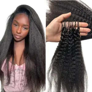 Kinky Straight Crochet Human Hair Extensions Pre-Separated 240g Full Head Natural Looking Hair No Glue Fringe Seamless Knotless Installation