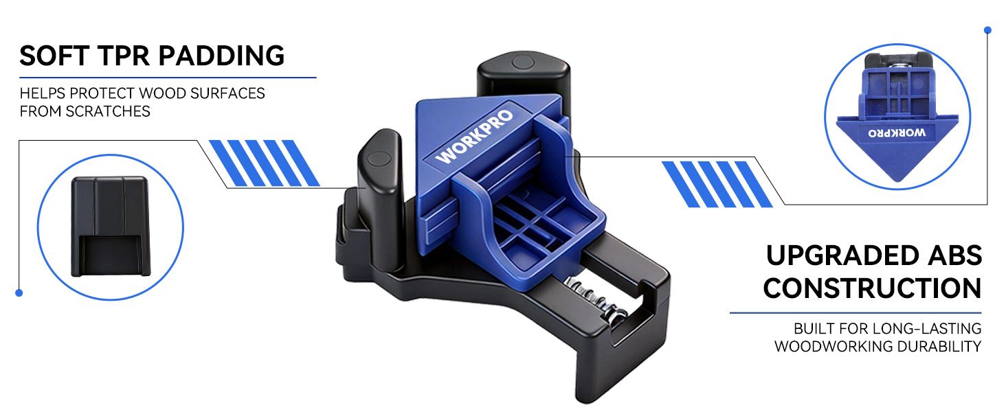 #backtoschool WORKPRO 90 Degree Corner Clamps for Woodworking, Set of 4 Adjustable Spring Loaded Clamps One Hand Woodworking Tools for Framing, Cabinets and Projects