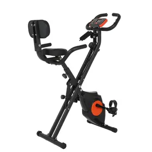 Foldable Workout Exercise Bike Cycling Machine Portable Adjustable Pulse Sensor Arm Resistance Bands Heartrate LCD Monitor