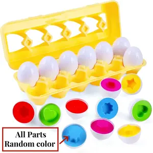 Educational Pairing Egg Toys Set of 12, Color & Shape Sorting Puzzle Game, Early Childhood Development, Filled Egg Toy, Shape Sorter