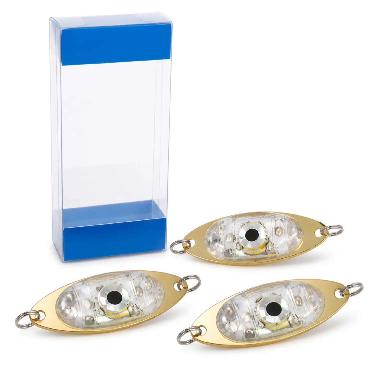 HADORAM 3-Pack Water-Activated LED Fish Eye Lure Lights, Waterproof Rattle Attractors for Night Fishing