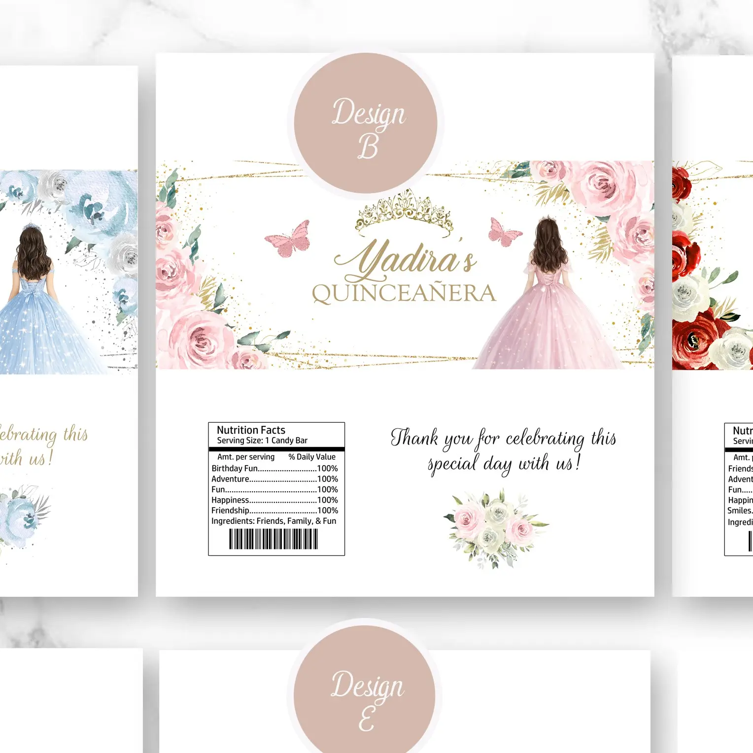 Design B | Pink/Gold