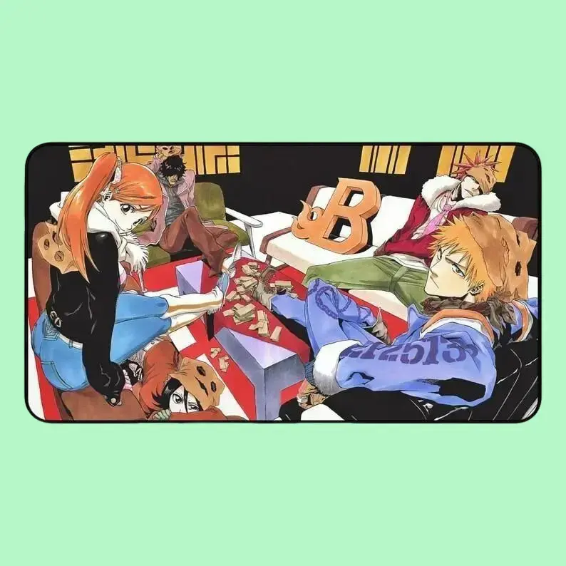 Bleach Anime Mouse Pad with Ichigo, Orihime & Rukia, Stylish Lounge Scene Gaming Desk Mat for Otaku, Manga and Anime Fans – FASTSHIPPING