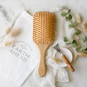Large Square Bamboo Hairbrush