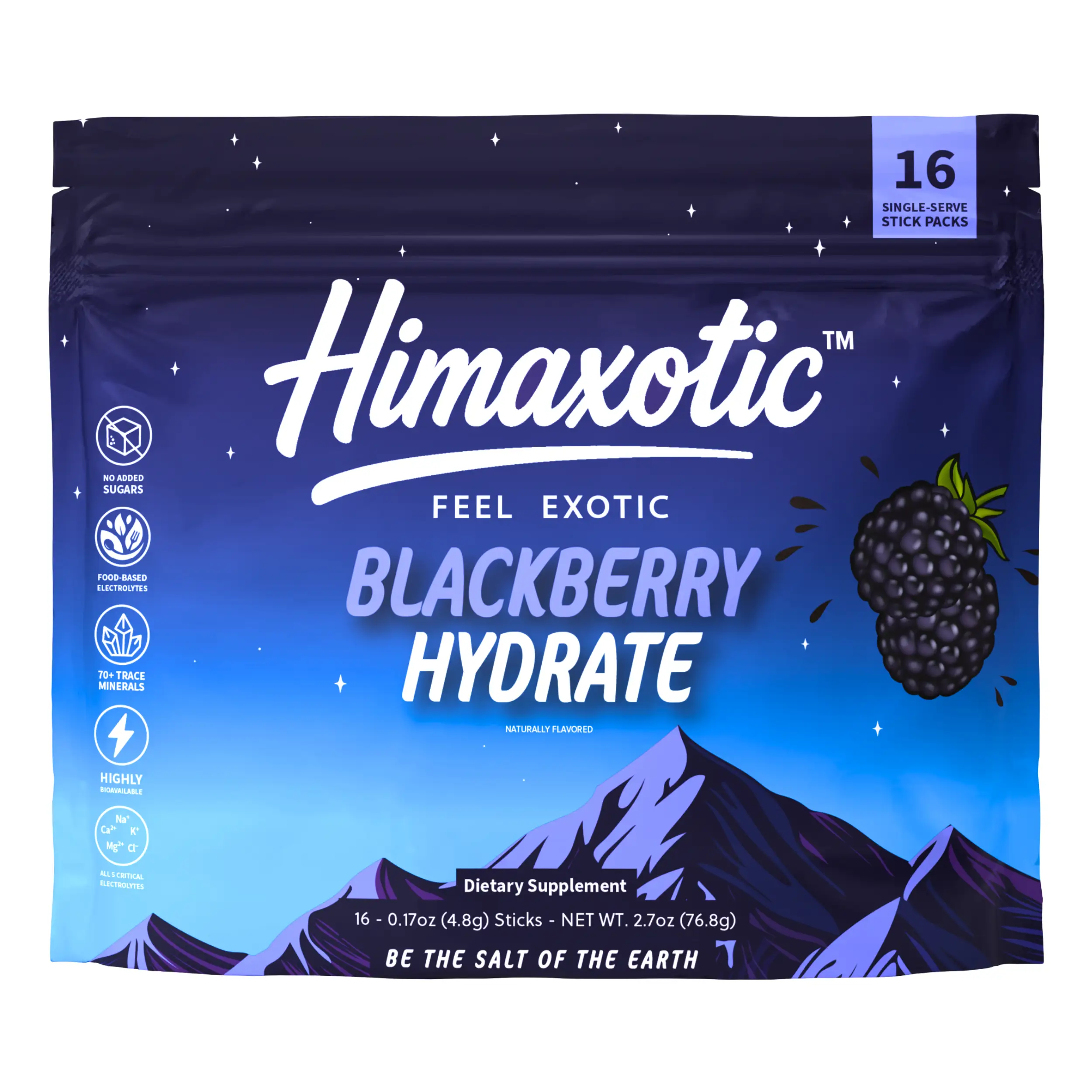 Himaxotic Blackberry Hydrate - Zero Sugar Electrolyte Powder for Brain Fog Gut Health & Clean Energy - All Natural Razzleberry Flavor with Himalayan P