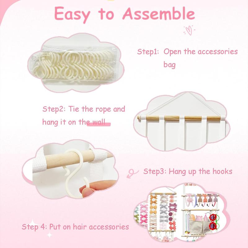 Headband Holder Hair Bows Organizer for Girls,  Headbands Hair Accessories Organizer Storage Wall Hanging Decor for  Girls Room