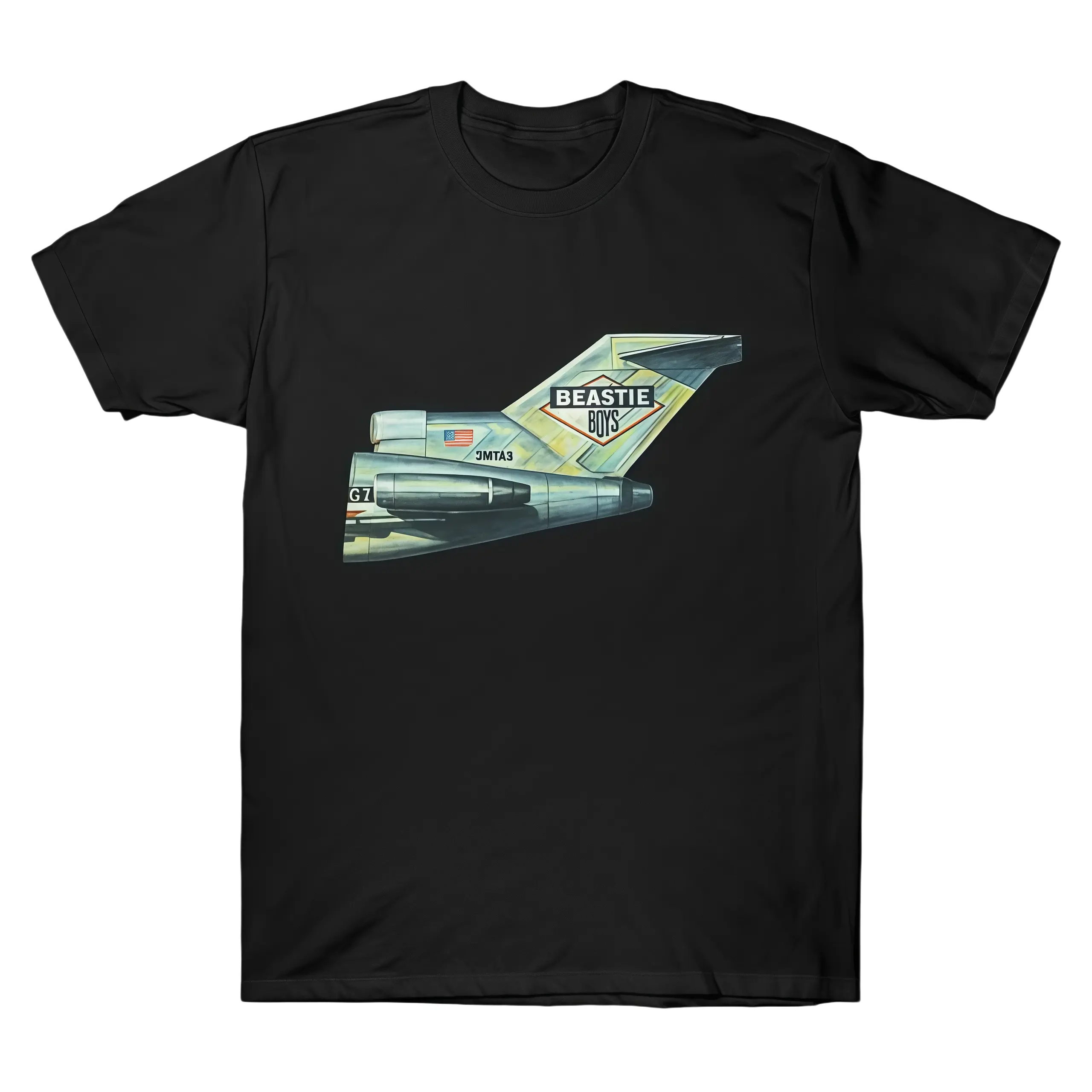 Beastie Boys Licensed Jet Airplane Graphic T-Shirt, Vintage Hip Hop Band Classic Album Art Short Sleeve Tee, Retro Music Gift for Old School Hip Hop Rap Fans Men Women