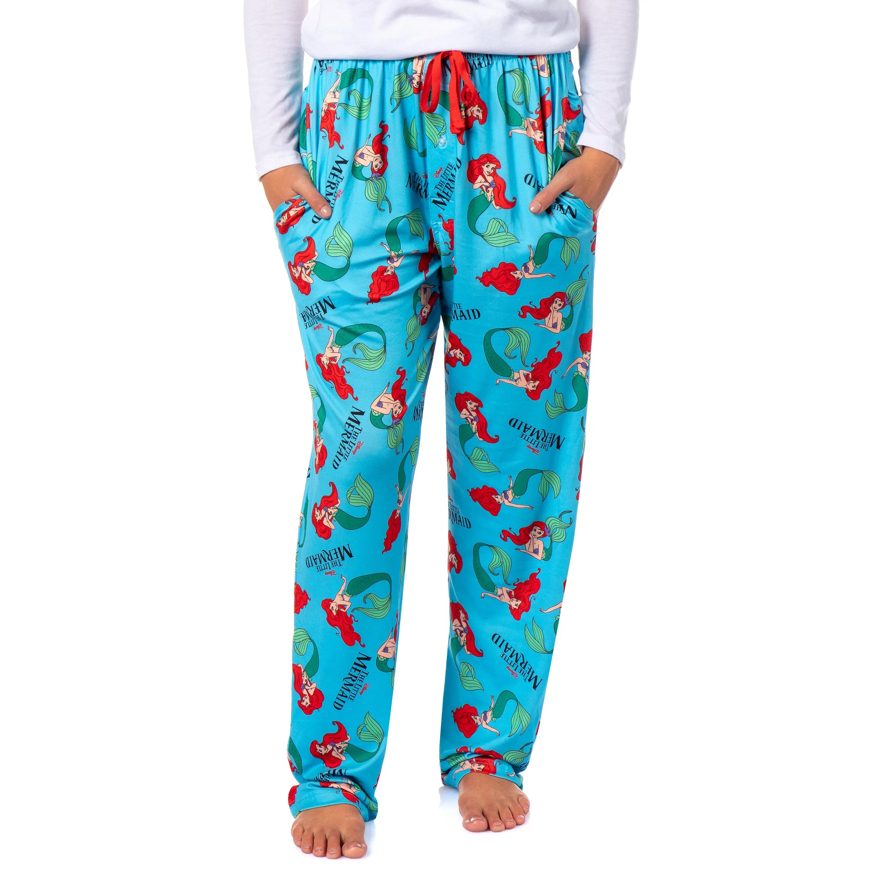 Disney The Little Mermaid Women's AOP Ariel Design Adult Elastic Drawstring Lounge Sleep Pajama Pants, Love, Style