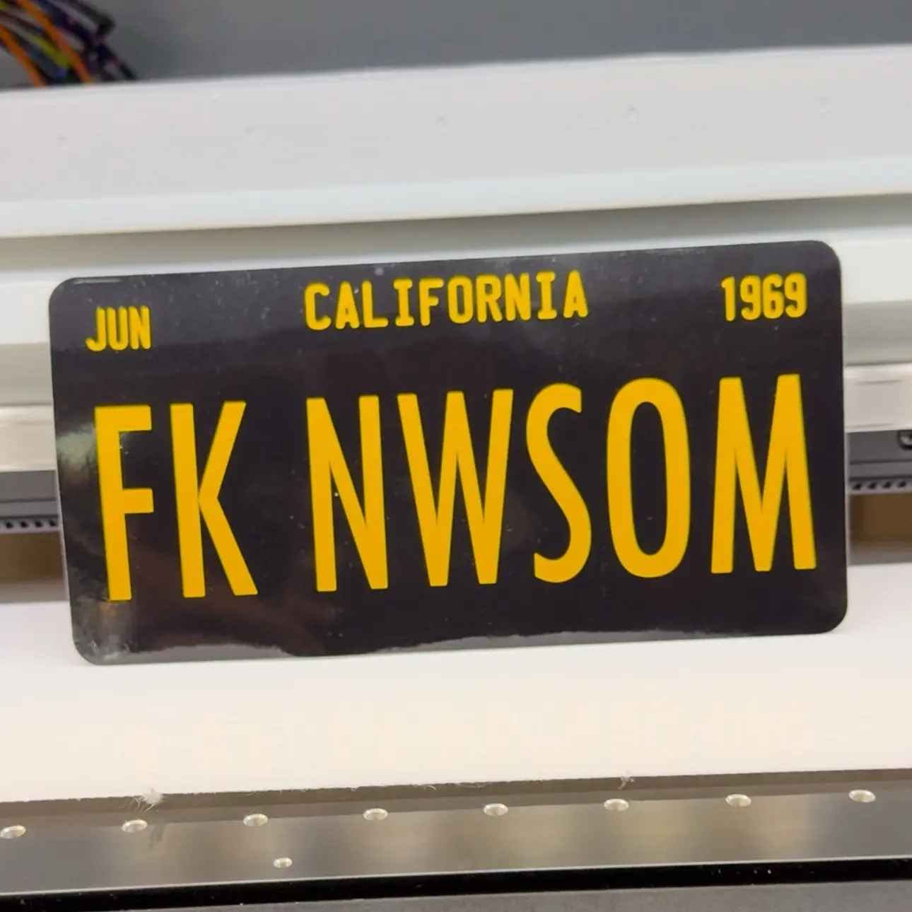 FK NEWSOM LICENSE PLATE DECAL STICKER - Waterproof Vinyl, Available in 6”, 8”, 10” Sizes, Features "FK NWSOM" DesigN car stickers