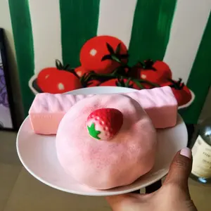 Strawberry Cheesecake Squishy Toys - Slow-Rebound Soft Sensory Fidget Toy with Moist Texture, Stress Relief ASMR Gift for Adults Kids