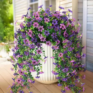 6-Pack Outdoor Artificial Hanging Six Ear Orchid Flowers, Bright Long-Lasting Colors, Indoor & Outdoor Decoration, Perfect for Gardens & Window Sills