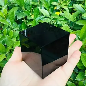 Obsidian Cube Decorative Piece, Unique Crystal for Energy & Relaxation, Meditation Gemstone Jewelry for Spiritual Growth