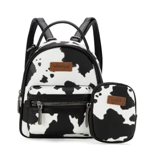 Wrangler Mini Cow Print Backpack Cute Backpack Purse for CowLovers-Fall Fashion Back to School Stylish Daypack
