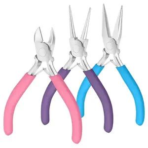 Jewelry Pliers Set of 3, Colorful Multi-Functional Pointed Nose Pliers, Slant Mouth Pliers, Round Mouth Pliers for DIY Handmade Jewelry Making