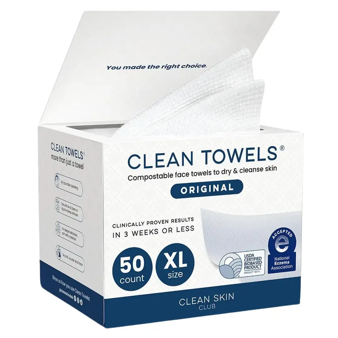 - Disposable Face Towels XL - Ultra Soft Biodegradable Facial Washcloths for Sensitive & Acne Prone Skin, Extra Thick Lint Free Dry Wipes (50 Ct) Daily Gentle Makeup Makeup Remover