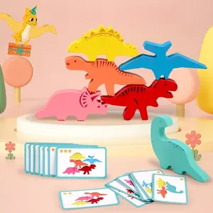 Wooden Dinosaur Building Blocks Set, Stem Educational Toy for Kids, High Difficulty Balance Game, Ideal Gift for Christmas, Easter, Halloween, Building Block Sets, Building Blocks Model