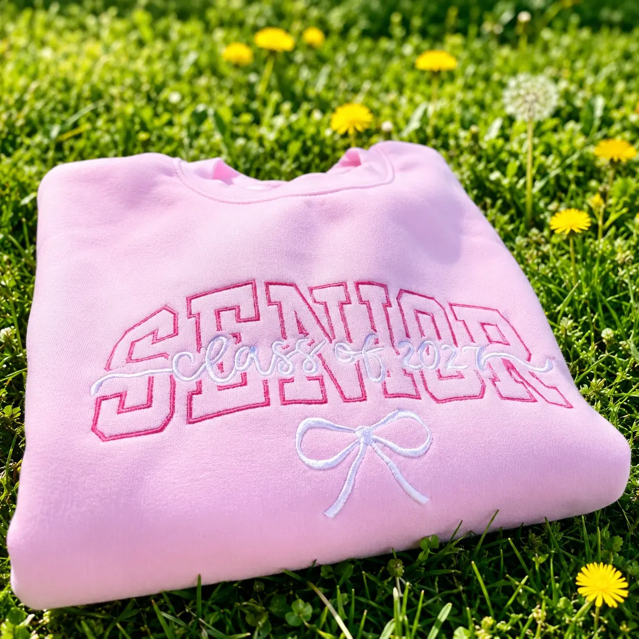 Embroidered Senior Sweatshirt, Class of 2027, Personalized Cheer Gift, Coquette Crewneck