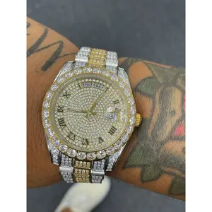 No logo moissanite  two tone yellow president watchp