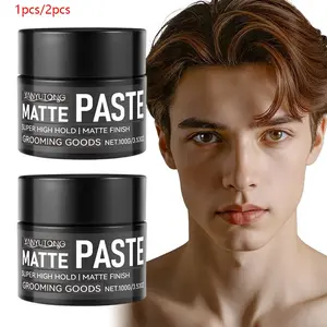 YANYUTONG 100g men's hair clay, matte texture and strong styling, long-lasting, natural hair styling wax clay, fluffy styling hair, not heavy, creates various hairstyles, suitable for men