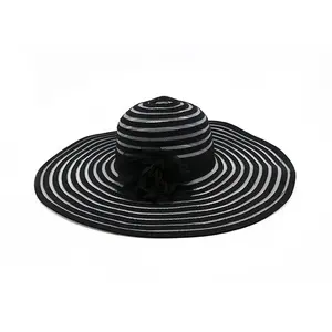 Summer Beach Oversize Folding Foldable Wide Brim Chinese Custom Wholesale Cheap Paper Straw Hats Sun For Women With Logo