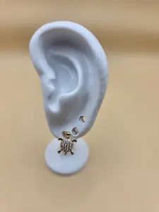 Turtle Earrings Multi Color Gold Plated 14K Huggies Turtle Cz Hoops