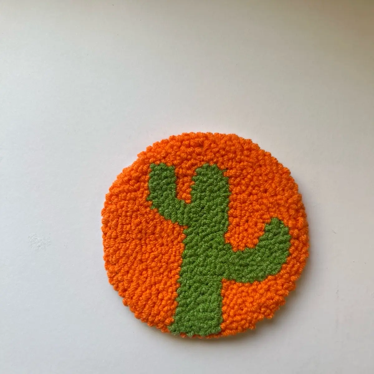Punch needle cactus coaster