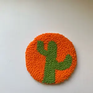 Punch needle cactus coaster