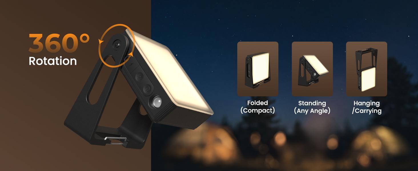 Portable LED Camping Light, 3 Modes,Rechargeable 4000mAh Dimmable Camping Lantern with 360° Rotatable Stand, 2-in-1 Flashlight Emergency Camping Lamp for Home Power Outages, Outdoor Hiking,Hurricane