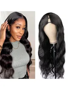 V Part Wig Human Hair Body Wave Wigs Upgrade U Part Half Wigs For Women, 16-32 inch Black Glueless V Part Wig No Leave Out Clip In Thin Part Wig V Shape Wig Beginner Friendly
