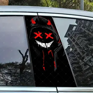 2pc Cartoon Hood Vinyl Sticker, Creative Car B-Pillar Protection Decal, Car Decals, Easy Peel & Stick, Sunproof Waterproof Scratch-Resistant, Decal for Cars