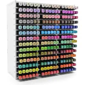 Marker Storage Organizer, Marker Holder for 252 Markers, Pens, Watercolor Brushes, and Colored Pencils - Desktop Art Supply Organizer for Home, Office, and Classroom