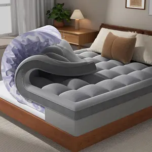 4 Inch  Mattress Topper Dual Layer Memory  Mattress Topper, Soft Pillow Top Mattress Cover, Gel  Mattress Egg Crate Design,  Size Mattresses Pad (Grey)