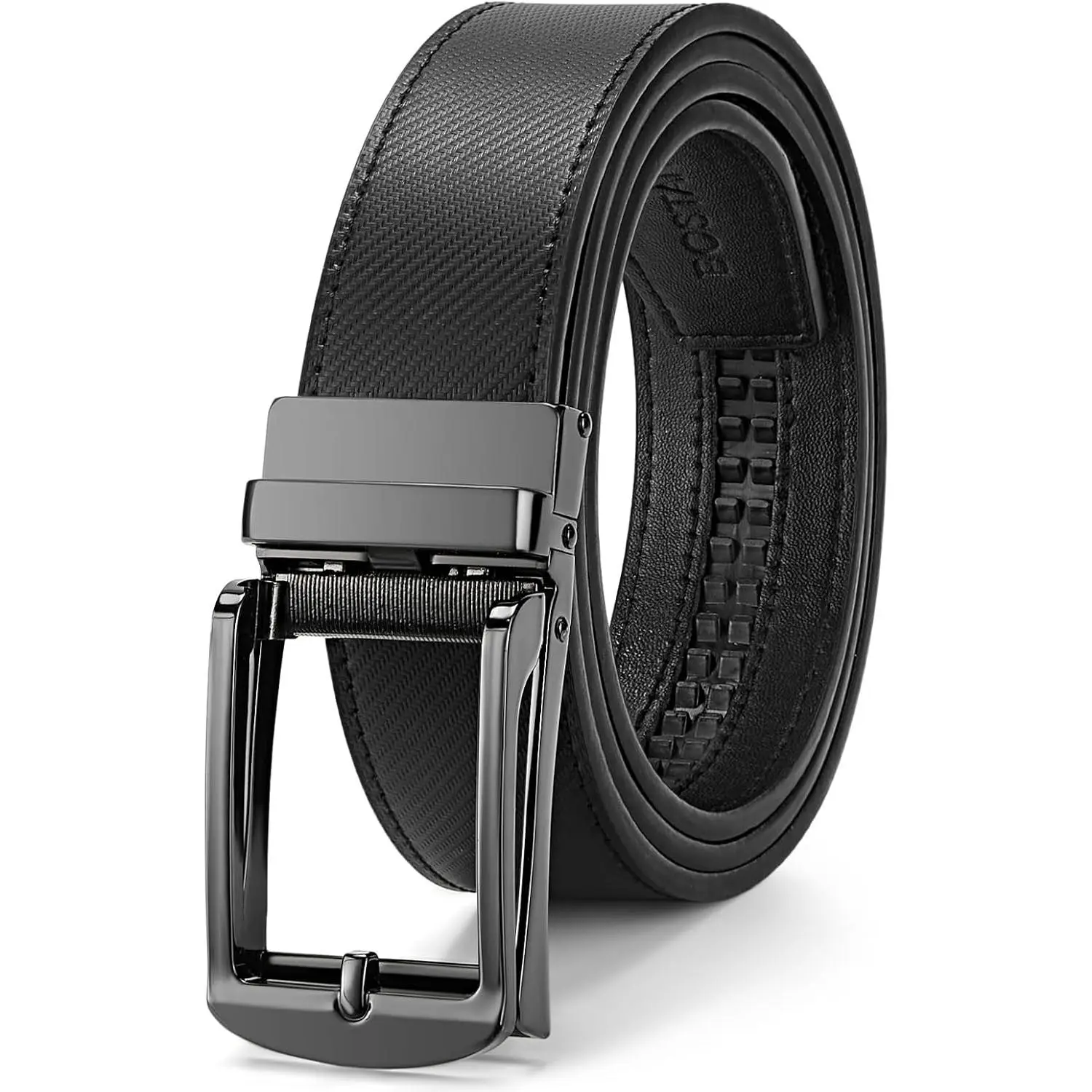 Mens Belt Leather Ratchet 1 3/8'' Belt For Men Gift Dress and Casual with Adjustable Buckle, Trim to Fit