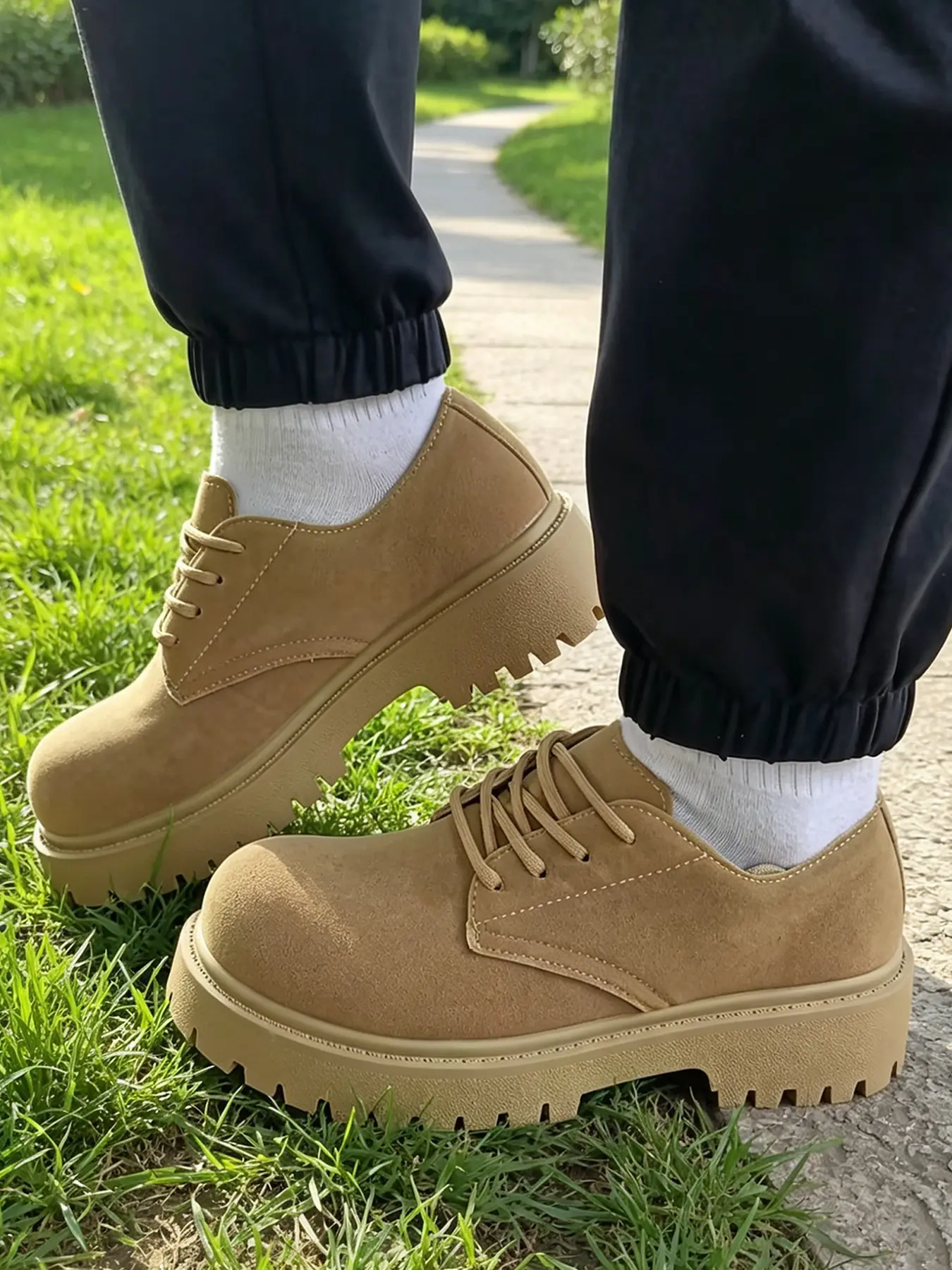 Women's Wide Head Comfortable Thick Sole Lace-Up Work Boots, Fashionable Work Shoes, Fall Work Shoes, Versatile Work Shoes, Outdoor Walking Sports Daily Wear, Stylish British Style Shoes, Footwear, Workwear Shoes
