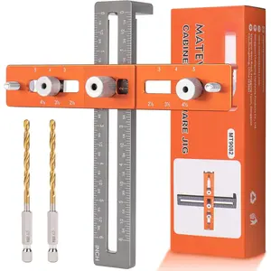 Cabinet Hardware Jig, Cabinet Handle Template, Cabinet Installation Tools With Adjustable Knob,Punch Locator Precision Woodworking Drill Guide For Drawer, Cupboard, Door, File Shelves