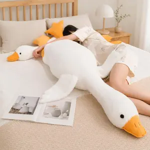 130cm Large White Hug Stuffed Animal Duck Cute Giant Goose Plush Toy Sleeping Pillow Big Soft Doll Party Gift for Boy Girls