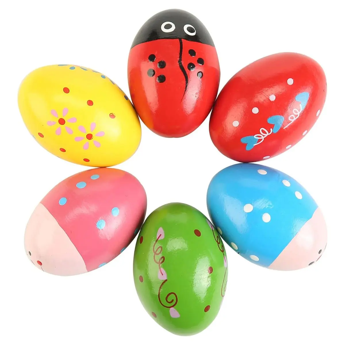 6PCS Wooden Egg Shakers – Handheld Maracas Percussion Instruments for Kids & Adults