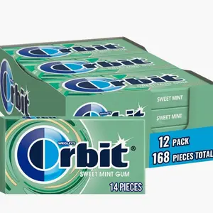 ORBIT Sweet Mint Sugar Free Individually Wrapped Chewing Gum Mint Bulk Box , 12 Packs of 14-Pieces (168 Total Pieces)