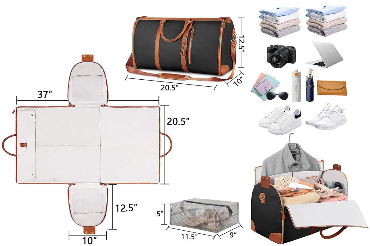 Lefame Travel Duffle Bag with Shoe Compartment, Foldable Weekender for Men and Women, Scratch-Resistant Oxford Cloth, Large Capacity with Organized Pockets, Portable Carry-On Duffel, Perfect Holiday Gift SpringStatements