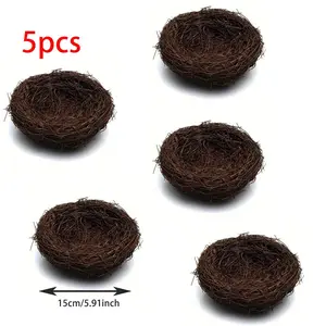 5-Piece Easter Woven Bird Nest Set, Realistic Vine Nest DIY Craft Kit, Natural Dried Swallow Nests, Succulent Plant Pots, Garden Decor, Tree Home