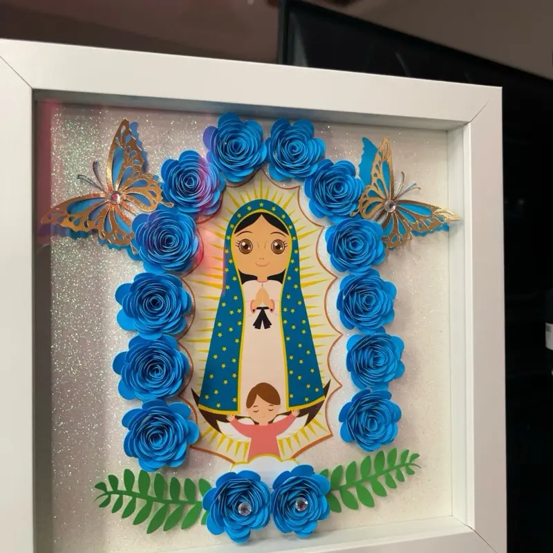 Virgen de guadalupe paper flower shadowbox Virgen de guadalupe paper flower shadowbox