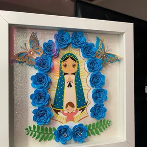 Virgen de guadalupe paper flower shadowbox