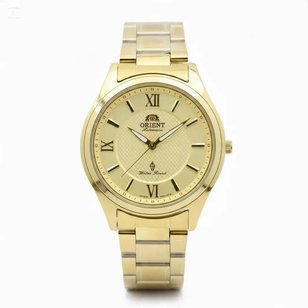 HorusTime Luxury Minimal Men Quartz Wristwatch, Gold Tone Stainless Steel Strap, Roman Numeral Dial, Business Formal Gentleman Watch for Daily and Gift gold-tone