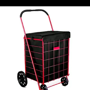 Folding Grocery Basket Cart Shopping Wheel
