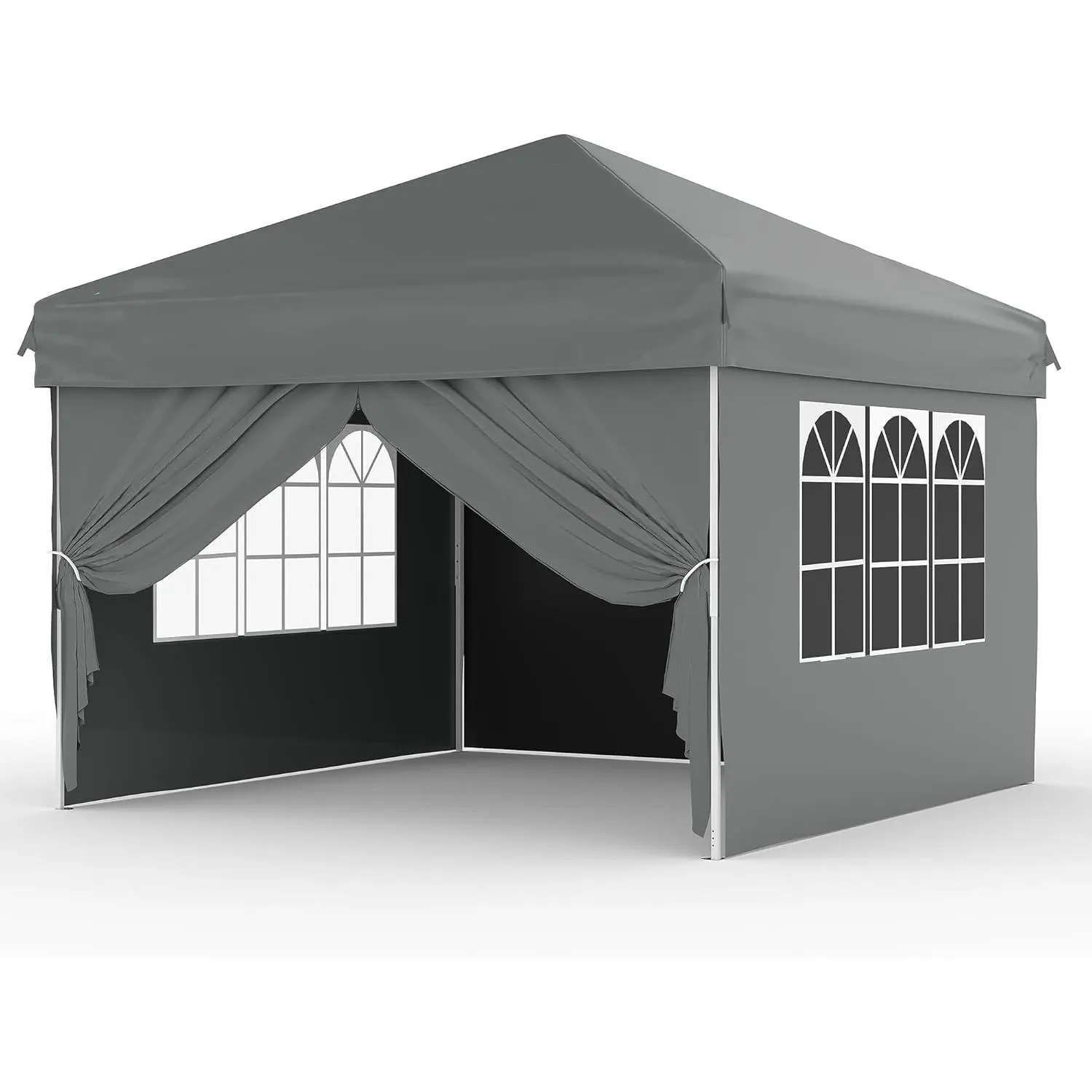 10x10 Folding Gazebo Canopy Tent - Waterproof Canopy Shade, UV Resistant, All Weather, Adjustable Shade, Easy Setup, 4 Detachable Sidewalls, Portable Sunshade Shelter with Carry Bag & Guy Lines for Camping, Backyard