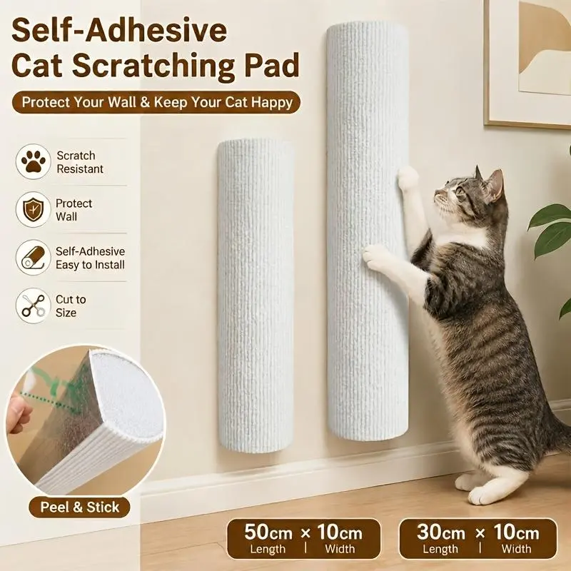 Wall-Mounted Self-Adhesive Cat Scratching Pad - Rainbow Stripes, Space-Saving Corner 3D Claw-Sharpening Training Tunnel, Wear-Resistant Climbing Mat with Thick Fabric for Secure Fit
