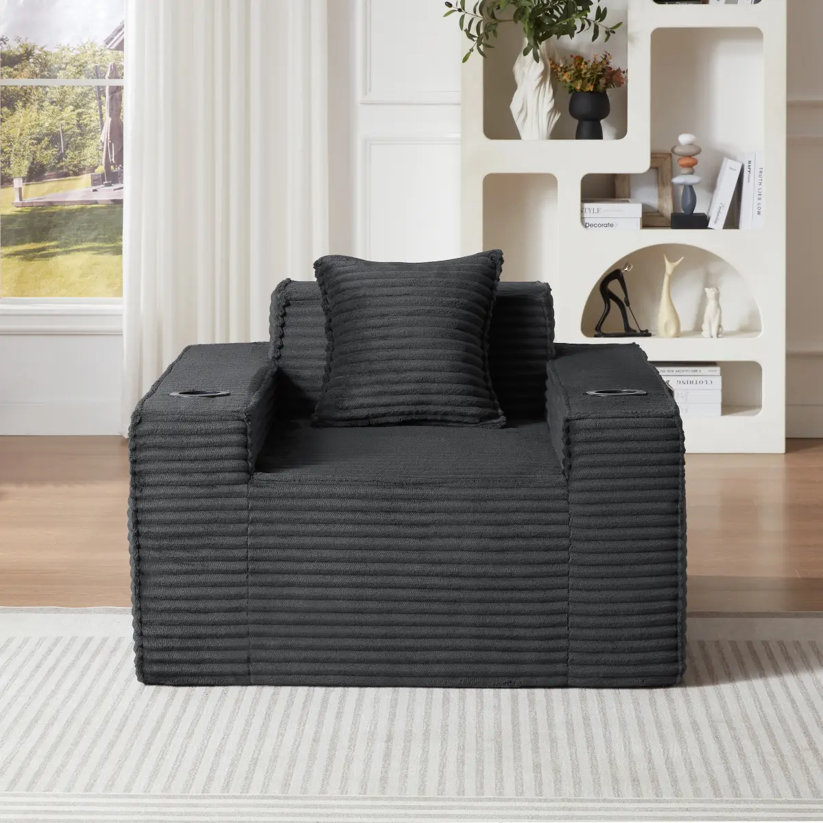 1-Seater Corduroy Upholstered Boneless Modern Cloud Loveseat, No Assembly Needed, Compact Furniture for Living Rooms, Apartments