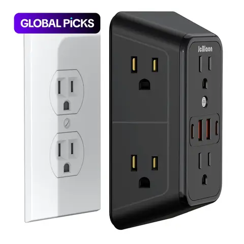 【Black Friday】JcBlaon Wall Outlet Extender with Surge Protection, 6 AC Outlets and 4 USB Ports, Screw-Fixed Multi-Plug Adapter for Home, Travel, and Office #GLOBAL PICKS