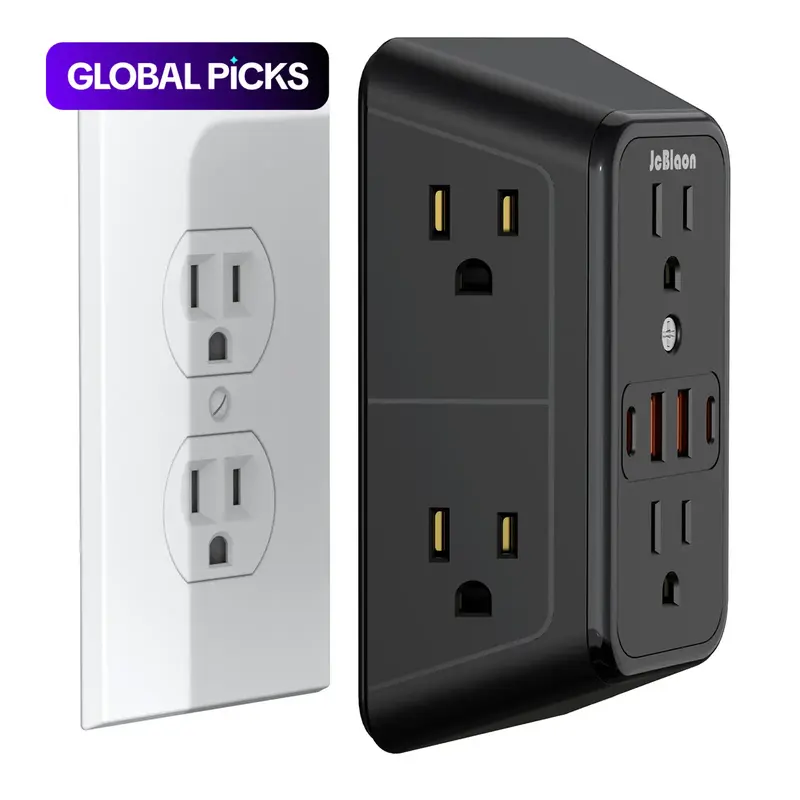 【Black Friday】JcBlaon Wall Outlet Extender with Surge Protection, 6 AC Outlets and 4 USB Ports, Screw-Fixed Multi-Plug Adapter for Home, Travel, and Office #GLOBAL PICKS